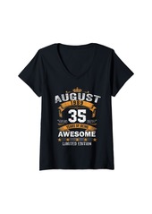 Born Womens 35 Years Old Gifts Decoration August 1989 35th Birthday Gift V-Neck T-Shirt