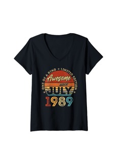 Born Womens 35 Years Old Made In July 1989 Vintage 35th Birthday Gifts V-Neck T-Shirt