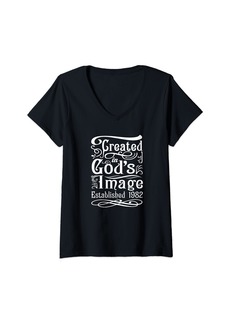 Born Womens 42 Year Old Christian: Love Jesus and God 1982 42nd Birthday V-Neck T-Shirt