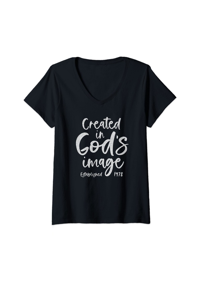 Born Womens 46 Year Old Christian: Love Jesus and God 1978 46th Birthday V-Neck T-Shirt
