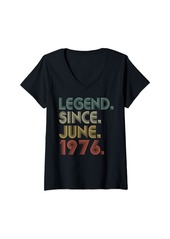 Born Womens 48 Years Old Gift Legend Since June 1976 48th Birthday Men V-Neck T-Shirt