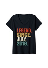 Born Womens 5 Years Old Gifts Legend Since July 2019 5th Birthday V-Neck T-Shirt