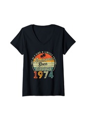 Born Womens 50 Years Old Vintage Made In August 1974 50th Birthday Gifts V-Neck T-Shirt