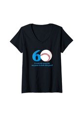Born Womens 60 Year Old: Baseball Player 1962 60th Birthday V-Neck T-Shirt