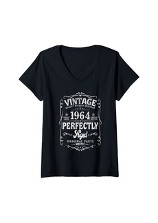 Born Womens 60 Year Old Gift Men Vintage 1964 Legend 60th Birthday Retro V-Neck T-Shirt