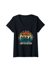 Born Womens 60 Years Old Gifts Vintage November 1964 60th Birthday Party V-Neck T-Shirt