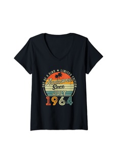 Born Womens 60 Years Old Vintage Made In July 1964 60th Birthday Gifts V-Neck T-Shirt