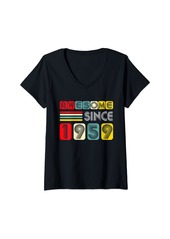 Born Womens 63 Year Old Gift Awesome Since 1959 Vintage Birthday V-Neck T-Shirt