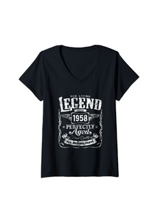 Born Womens 66th Birthday Living Legend Since 1958 Classic Vintage V-Neck T-Shirt