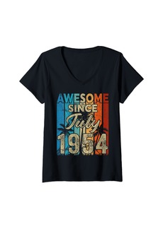 Born Womens Awesome Since July 1954 Funny 70th Birthday Gifts Men Women V-Neck T-Shirt