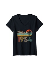 Born Womens 70 Years Old Gifts Vintage 1954 Retro 70th Birthday Gifts V-Neck T-Shirt