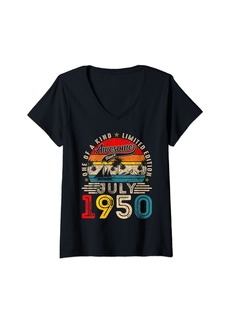 Born Womens 74 Years Old Awesome Since July 1950 Funny 74th Birthday Men V-Neck T-Shirt