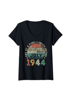Born Womens 80 Years Old Made In July 1944 80th Birthday Gifts Men Women V-Neck T-Shirt