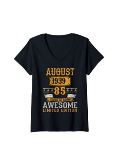 Born Womens 85 Years Old Gifts Decoration August 1939 85th Birthday Gift V-Neck T-Shirt