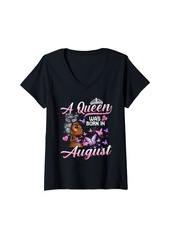 Womens A Queen Was Born In August Birthday Gifts  Women V-Neck T-Shirt