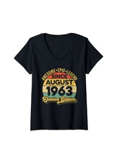 Born Womens Awesome Legend Since August 1963 59th Birthday 59 Years Old V-Neck T-Shirt