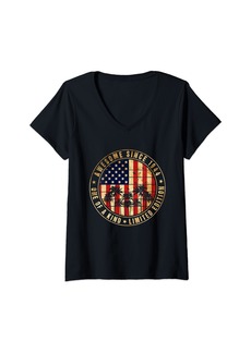 Born Womens Awesome Since 1944 80th Birthday American Flag 80 Years Old V-Neck T-Shirt