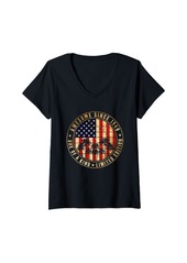 Born Womens Awesome Since 1949 75th Birthday American Flag 75 Years Old V-Neck T-Shirt