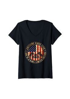 Born Womens Awesome Since 2008 16th Birthday American Flag 16 Years Old V-Neck T-Shirt