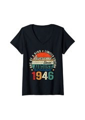 Born Womens Awesome Since August 1946 Vintage 78th Bday Gift Men Women V-Neck T-Shirt
