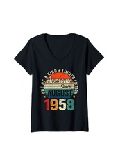 Born Womens Awesome Since August 1958 Vintage 66th Bday Gift Men Women V-Neck T-Shirt