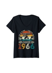 Born Womens Awesome Since August 1966 Vintage 58th Birthday Gift Men Dad V-Neck T-Shirt