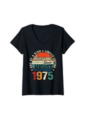 Born Womens Awesome Since August 1975 Vintage 49th Bday Gift Men Women V-Neck T-Shirt