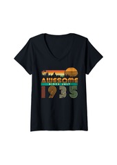Born Womens Awesome Since July 1935 Birthday Gift for Men Women Vintage V-Neck T-Shirt