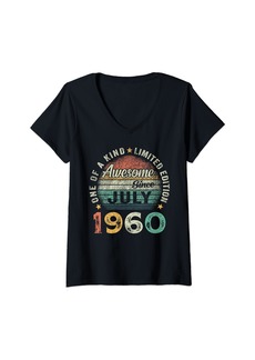 Born Womens Awesome Since July 1960 Vintage 64th Birthday Gift Men Women V-Neck T-Shirt