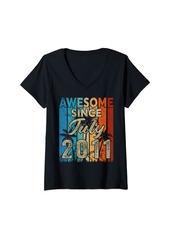 Born Womens Awesome Since July 2011 Funny 13th Birthday Gifts Men Women V-Neck T-Shirt