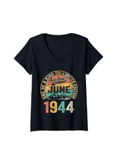 Born Womens Awesome Since June 1944 Vintage 80th Birthday Gifts Men V-Neck T-Shirt
