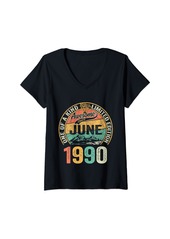 Born Womens Awesome Since June 1990 Vintage 34th Birthday Gifts Men V-Neck T-Shirt