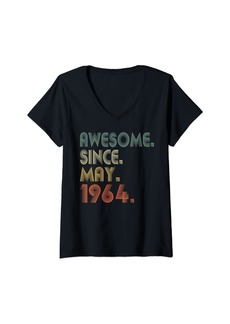 Born Womens Awesome Since May 1964 60th Birthday Gifts 60 Years Old Men V-Neck T-Shirt