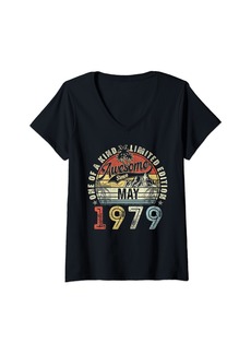 Born Womens Awesome Since May 1979 Vintage 45th Birthday Gifts Men Women V-Neck T-Shirt