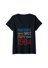 Born Womens Awesome Since May 1984 Funny 40 Years Old Birthday V-Neck T-Shirt