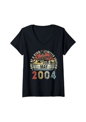 Born Womens Awesome Since May 2004 Vintage 20th Birthday Gifts Men Women V-Neck T-Shirt