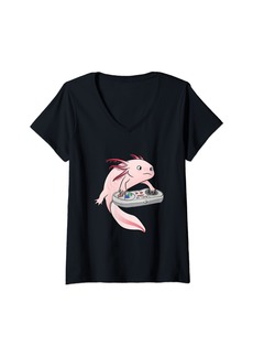 Born Womens Axolotl Gaming Kids Boys Girls Anime Video Game Pew Gamer V-Neck T-Shirt