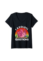 Born Womens Axolotl I Axolotl Questions Retro Cute Anime Boys Girl Teens V-Neck T-Shirt