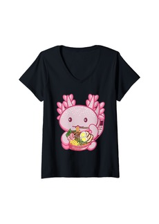 Born Womens Axolotl Ramen Kawaii Japanese Anime Noodle For Girls Women V-Neck T-Shirt