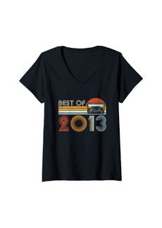 Born Womens Best Of 2013 12th Birthday Gifts 12 Years Old Cassette Tape V-Neck T-Shirt