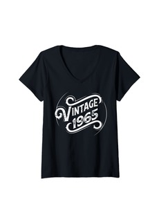 Born Womens Birthday - Vintage 1965 V-Neck T-Shirt