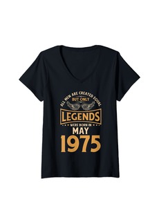 Womens Birthday Legends Were Born In May 1975 V-Neck T-Shirt