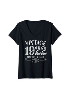 Womens Born 1922 Graphic Vintage - Maturity Date To Be Determined V-Neck T-Shirt
