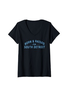 Womens Born and Raised In South Detroit Born Vintage Tee Men Women V-Neck T-Shirt