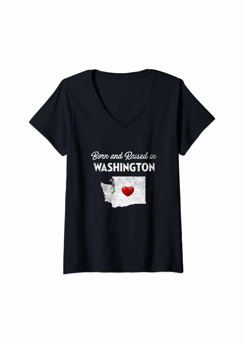 Womens Born and Raised in Washington - Washington Shirt WA V-Neck T-Shirt