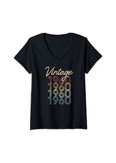 Womens Born In 1960 Vintage Birthday Groovy Retro V-Neck T-Shirt