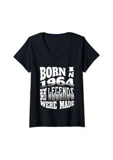 Womens Born in 1964 When Legends Were Made V-Neck T-Shirt