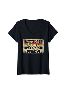 Womens Born In 1966 - Vintage May 58th Birthday 58 Years Old V-Neck T-Shirt