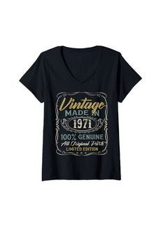 Womens Born In 1971 Vintage 1971 birthday V-Neck T-Shirt