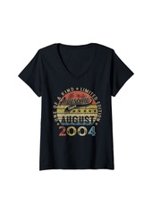 Womens Born In August 2004 Funny 20th Birthday 20 Years Old Gifts V-Neck T-Shirt